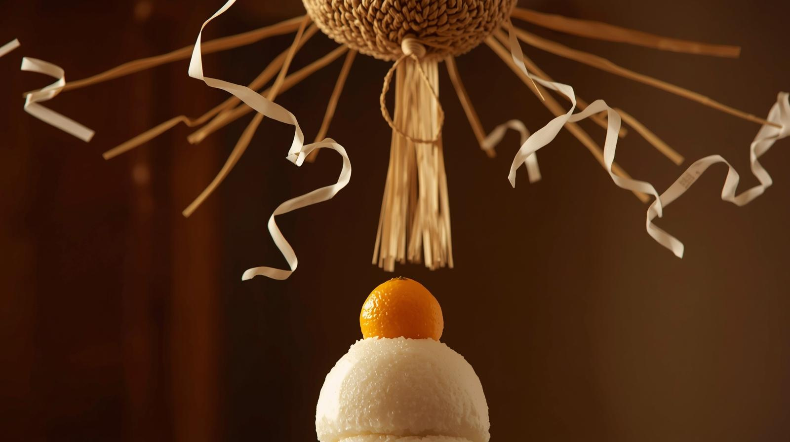 A close-up of a white and orange ice cream

AI-generated content may be incorrect.