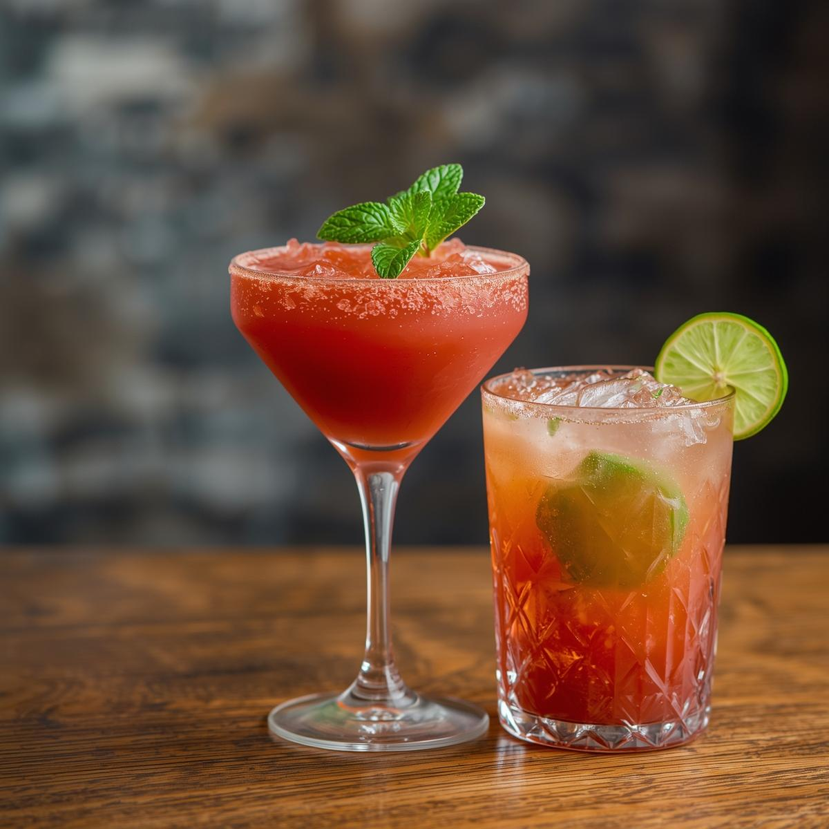 A glass of red liquid next to a glass of red liquid

AI-generated content may be incorrect.