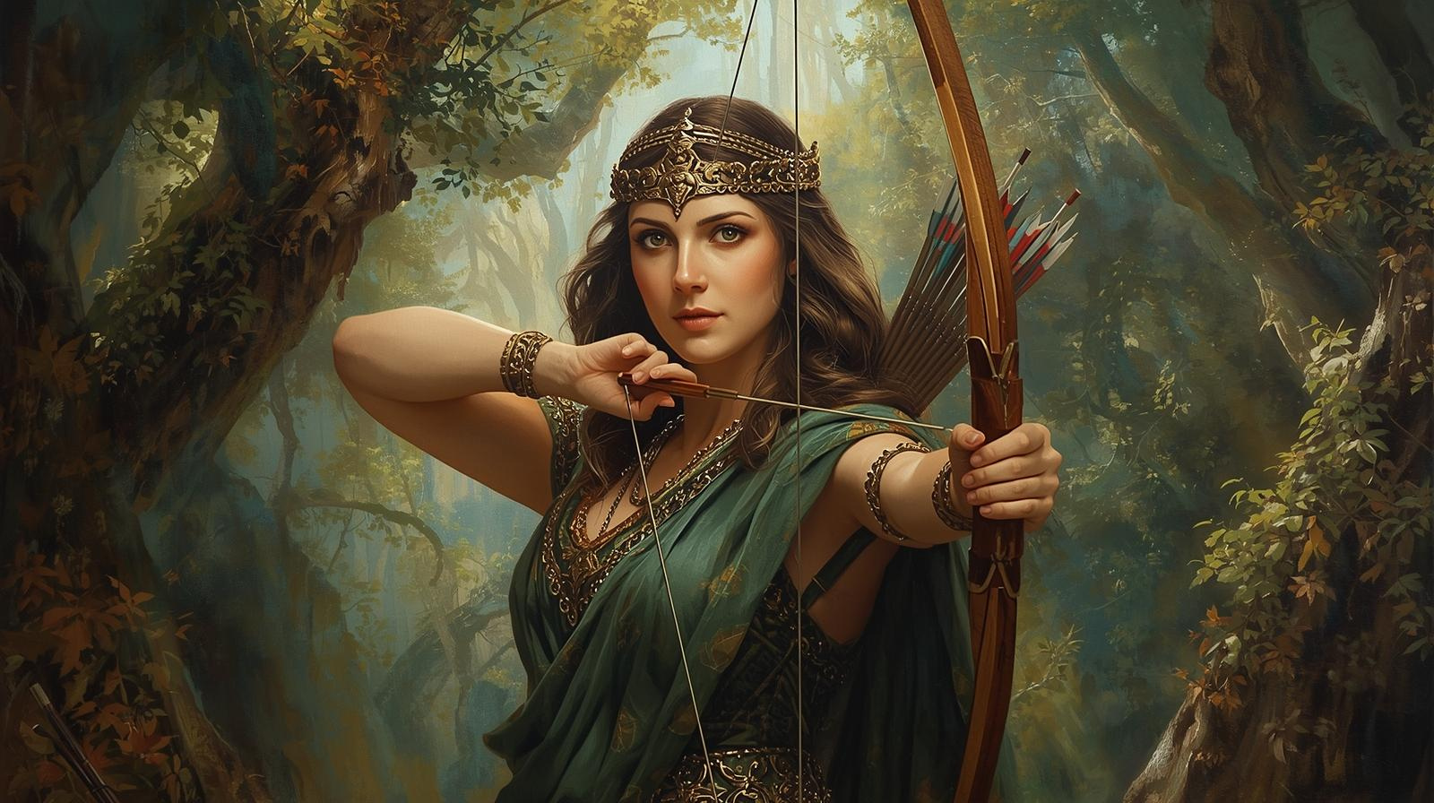 A person in a garment holding a bow and arrow
AI-generated content may be incorrect.